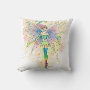 Jolie Fée Arc-en-Ciel dans les Étoiles Coussin d'A