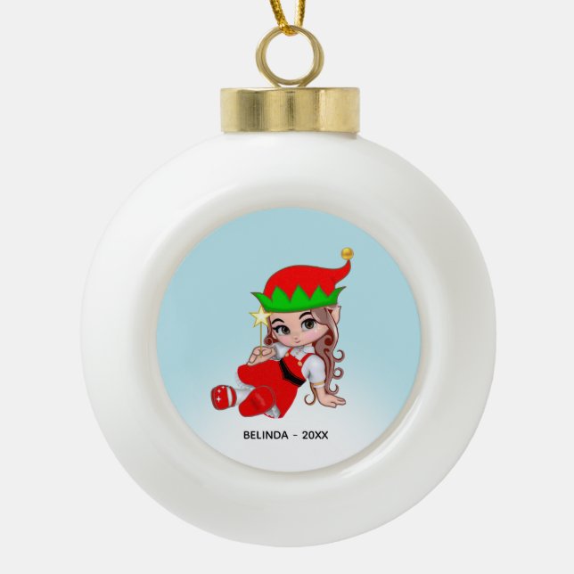 Jolie fée de Noël Elf Ornement en métal (Devant)
