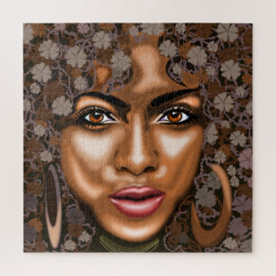Jolie femme cheveux de fleurs Jigsaw Puzzle peintu