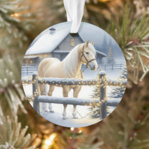 Jolie ferme de chevaux blancs Noël personnalisé