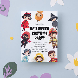 Jolie fête costumée Halloween Invitation pour les 
