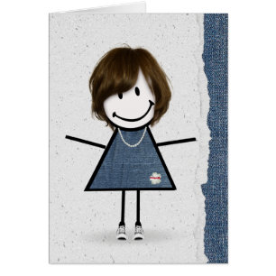 Jolie Fille Anniversaire Stick Fille avec Baskets