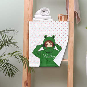 Jolie fille avec dessin de la grenouille verte