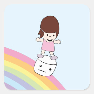 Jolie fille de dessin sur arc-en-ciel avec Sticker