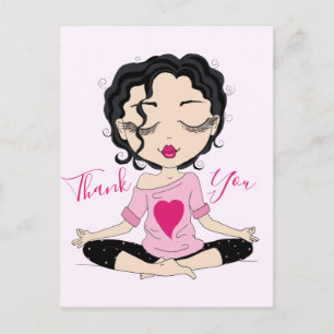 Jolie Fille de Yoga Merci Carte Postale Cheveux