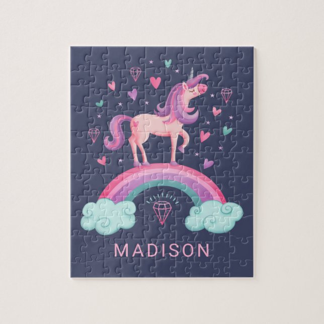 Jolie fille magique Rainbow Unicorn Jigsaw Puzzle (Vertical)