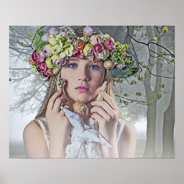 Jolie fille mystique dans les bois Poster (Devant)