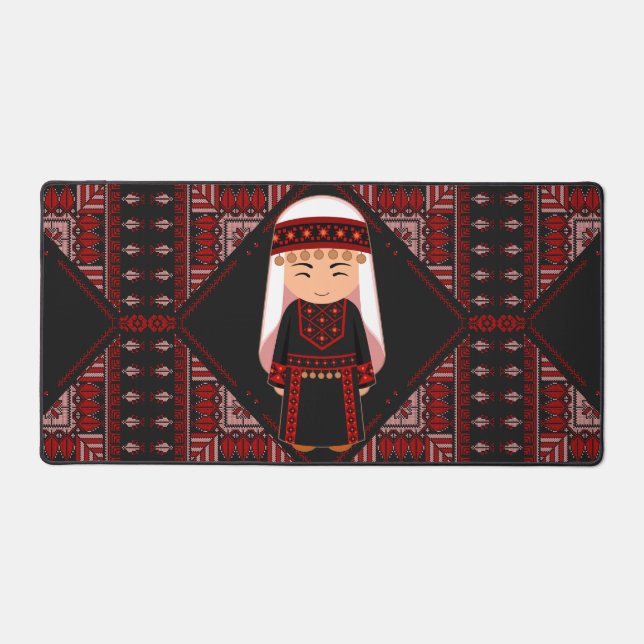 jolie fille palestinienne Broderie rouge tatreez (Recto)