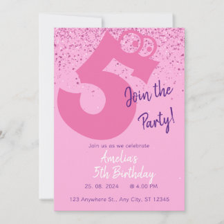 Jolie fille rose et violet anniversaire Invitation