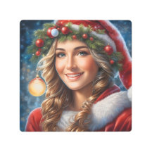 Jolie fille souriante Fête du Père Noël