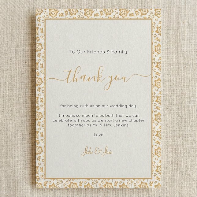 Jolie fleur antique Mariage merci Table Card (Pretty antique flower Wedding thank you Table Card.)
