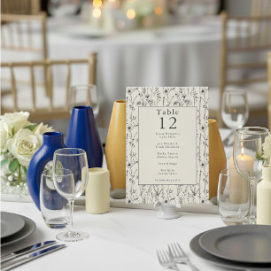Jolie fleur sauvage numéro de table carte place