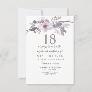 Jolie Fleur violette 18e anniversaire Invitation d
