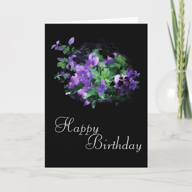 Jolie Fleurs violettes Joyeuses Carte d'Anniversai (Devant)