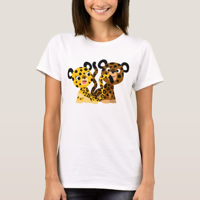 Jolie Flirtatious Cartoon Jaguars T-shirt Femme (Devant)