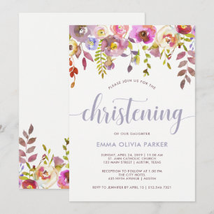 Jolie florale délicieuse Invitation Christening