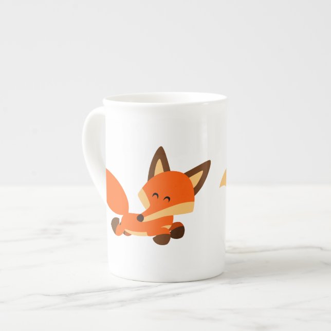 Jolie flotte Cartoon Fox os Chine Mug (Devant gauche)