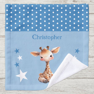 Jolie girafe ajouter un nom pois étoiles bleu