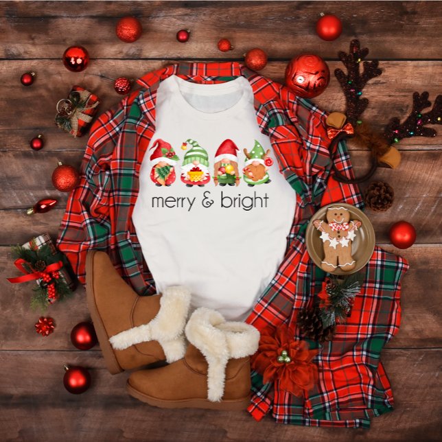 Jolie Gnomes de Noël Joyeux T-shirt brillant (Créateur téléchargé)