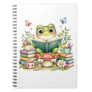 Jolie grenouille kawaii lisant un livre Livre aq