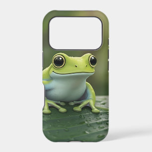 Jolie grenouille verte sur feuille