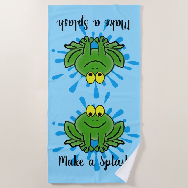 Jolie grenouilles vertes Splash Design Serviette d (Devant)