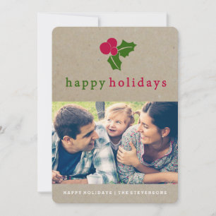 Jolie Holly Kraft Carte photo de vacances