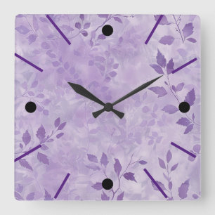 Jolie horloge murale botanique violette