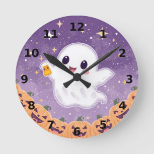 Jolie Horloge Murale Halloween Fantôme ⏰🎃