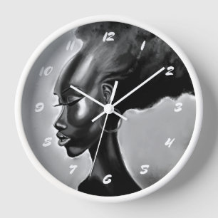 Jolie horloge murale pour femme africaine - Peintu