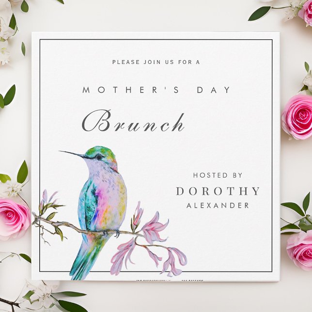 Jolie Hummingbird Fête des Mères Invitation Brunch (Créateur téléchargé)