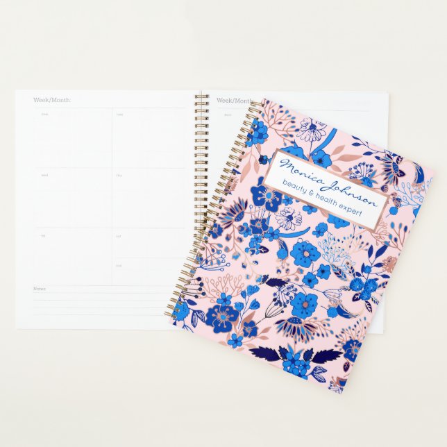 Jolie illustration florale bleu bleu azur rose (Devant avec enveloppe)