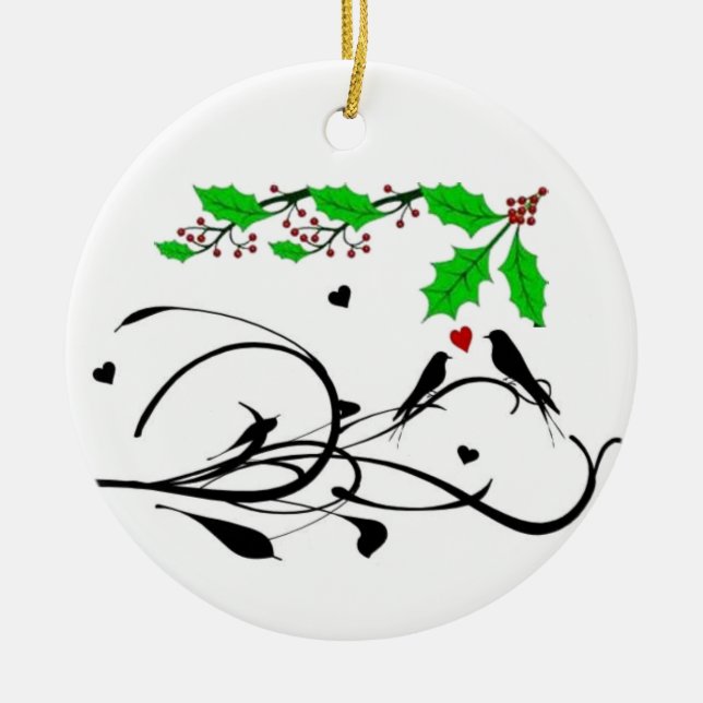 JOLIE "INSÉPARABLES" ORNEMENT CÉRAMIQUE DE NOËL (Devant)