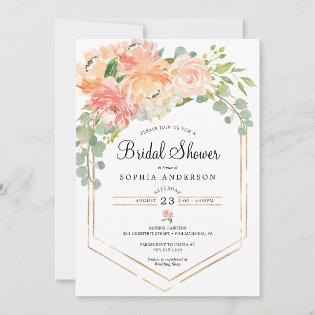 Jolie invitation à la douche de la nuptiale floral (Devant)