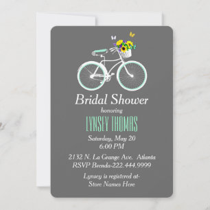 Jolie invitation à la douche nuptiale à bicyclette