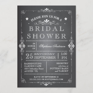 Jolie invitation à la douche nuptiale Chalkboard