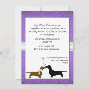 Jolie invitation à la douche nuptiale de Dachshund