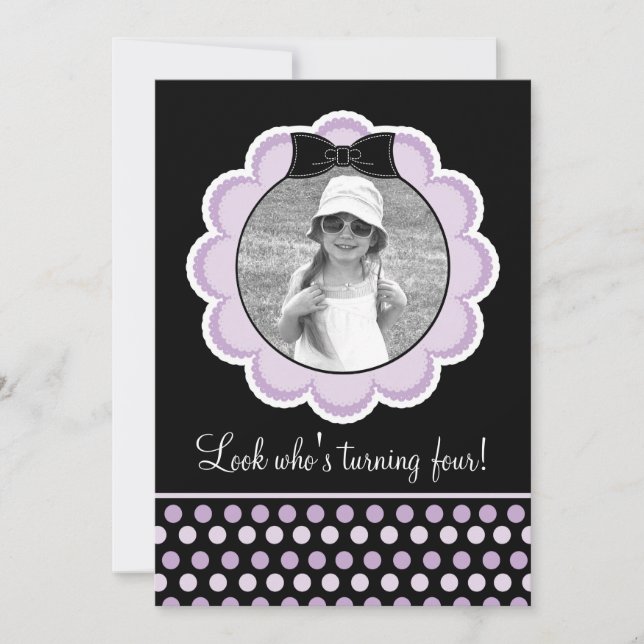 Jolie invitation à la fête d'anniversaire noire et (Devant)