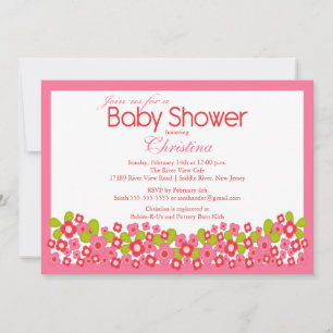 Jolie invitation à l'Baby shower de filles aux fle