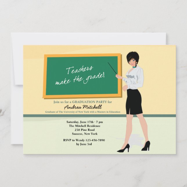 Jolie invitation à passer un diplôme d'enseignant (Devant)