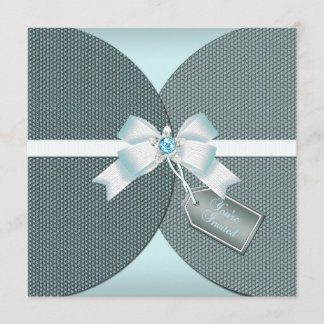 Jolie invitation à un mariage Turquoise avec un bi
