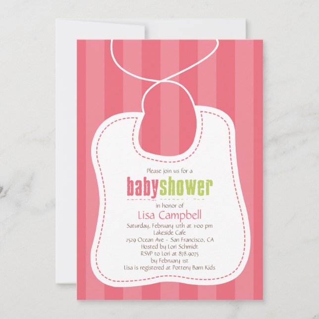 Jolie invitation au Baby shower Bib (Devant)