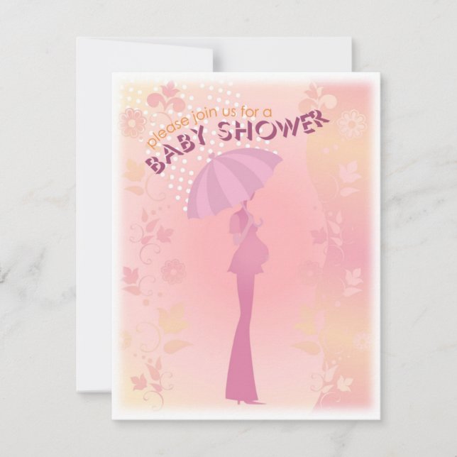 Jolie invitation au Baby shower rose (Devant)