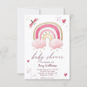 Jolie invitation baby shower arc-en-ciel rose