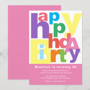Jolie invitation d'anniversaire colorée