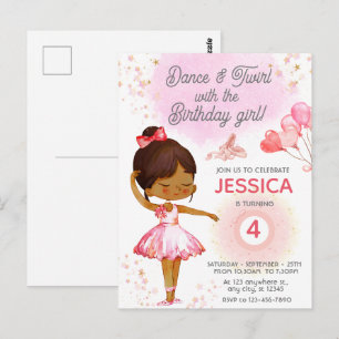 Jolie invitation d'anniversaire de fille ballerine
