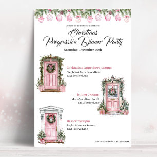Jolie Invitation de Dîner Progressif de Noël Rose