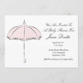 Jolie Invitation De Douche De Parasol Rose