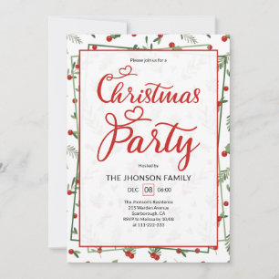 Jolie invitation de fête de Noël avec motif de bai