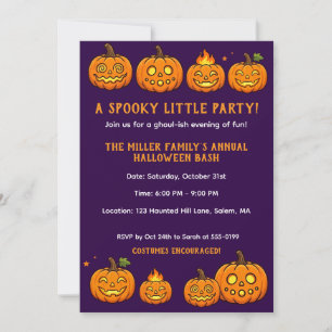 Jolie invitation de fête Halloween pour une petite